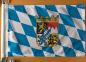 Preview: Bayern mit Wappen, 40 x 28 cm. Eine Motorradfahne 40 x 28 cm. 2 Fahnen zu einer Fahne vernäht