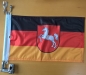 Preview: Niedersachsen mit Wappen, Eine Motorradfahne 40 x 28 cm. 2 Fahnen zu einer Fahne vernäht