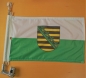 Preview: Sachsen mit Wappen, Eine Motorradfahne 40 x 28 cm. 2 Fahnen zu einer Fahne vernäht