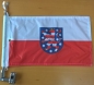 Preview: Thüringen mit Wappen, Eine Motorradfahne 40 x 28 cm. 2 Fahnen zu einer Fahne vernäht