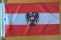 Preview: Österreich mit Bundesadler Fahne  Eine Motorradfahne 40 x 28 cm. 2 Fahnen zu einer Fahne vernäht