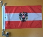 Preview: Österreich Fahne in der Größe 40 x 26 cm. passend für Fahnenstangen 678-016 (Adler) und 678-016 B (Kugel)