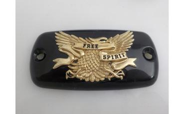 57-1097 GBG, Hydraulikzylinder Kappe, schwarz mit goldenem Adler & Free Spirit Schriftzug