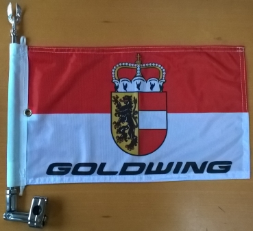 Salzburg mit Wappen & Goldwing, Fahne in der Größe 40 x 26 cm. passend für Fahnenstangen 678-016 (Adler) und 678-016 B (Kugel)
