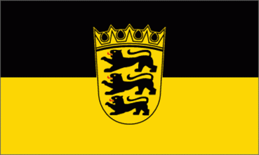 Baden-Württemberg mit Wappen, 40 x 28 cm. Eine Motorradfahne 40 x 28 cm. 2 Fahnen zu einer Fahne vernäht