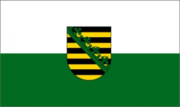 Sachsen mit Wappen, Eine Motorradfahne 40 x 28 cm. 2 Fahnen zu einer Fahne vernäht
