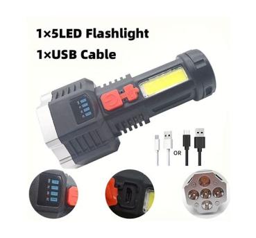 TL1,  Tawschenlampe aus Kunsstoff, EXtrem leicht und hell, mit 4 LEDs und Seitenlicht. USB aufladbar - Kopie
