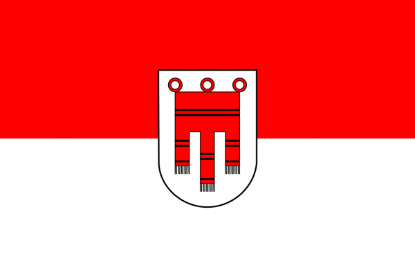 Vorarlberg mit Wappen, Eine Motorradfahne 40 x 28 cm. 2 Fahnen zu einer Fahne vernäht