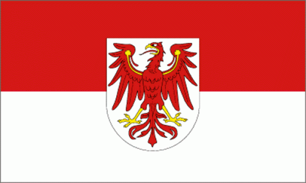 Brandenburg mit Wappen, Eine Motorradfahne 40 x 28 cm. 2 Fahnen zu einer Fahne vernäht