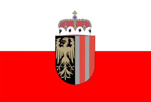 Oberösterreich Fahne in der Größe 40 x 26 cm. passend für Fahnenstangen 678-016 (Adler) und 678-016 B (Kugel)