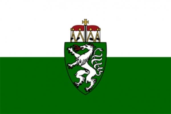 Steiermark mit Wappen, Eine Motorradfahne 40 x 28 cm. 2 Fahnen zu einer Fahne vernäht